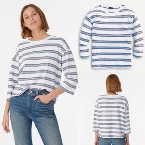 J. Crew Three-quarter-sleeve Slub cotton T-shirt